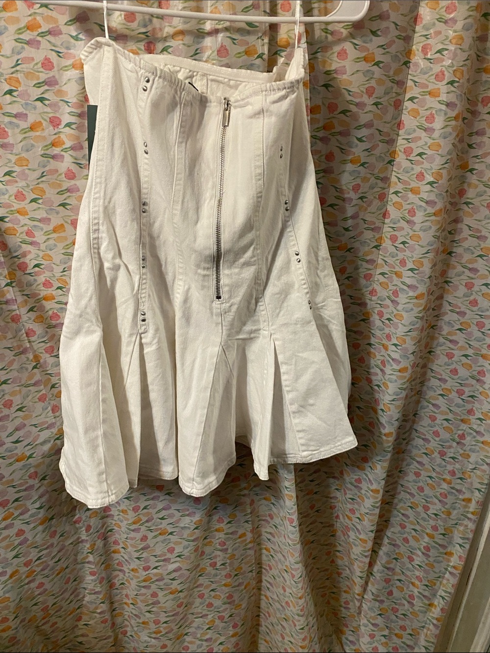 White Flared Strapless Corset-Style Mini Dress - Picture 5 of 7
